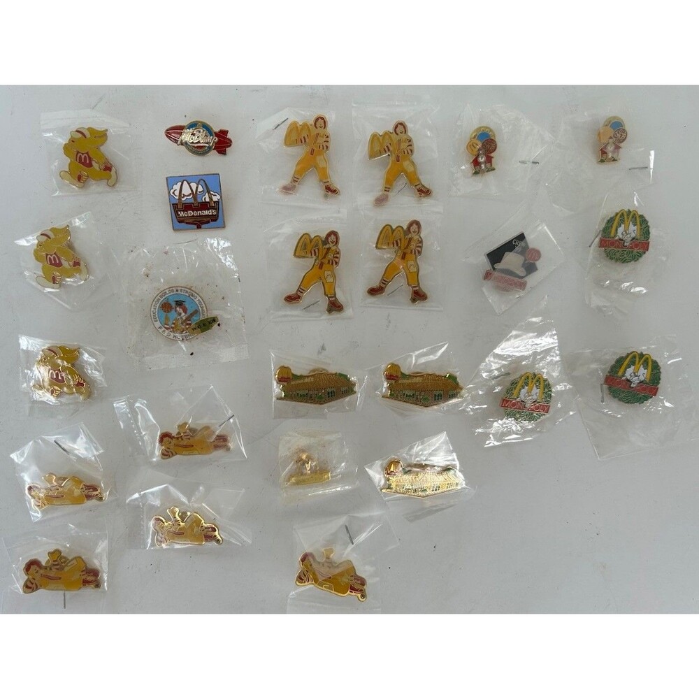 Vintage McDonald’s Collectibles Lot 25 Employee Promo Pins Ronald Balloon Orname